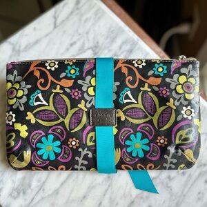 Fossil Black and Blue Clutch Vibrant Floral Design